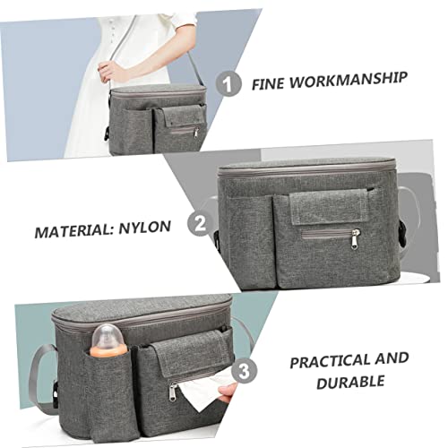 Bolso organizador multifuncional para pañales gris claro miniatura 4