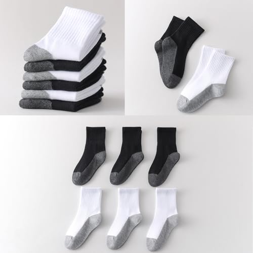 Image of EPEIUS Kids Crew Socks Seamless Cotton Dress Socks for Boys Girls 1-15Y