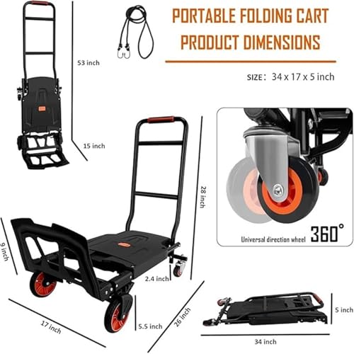 Carretilla plegable portátil para oficina con manija extensible miniatura 2
