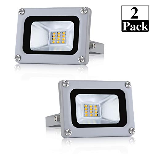 2 x 10W Focos LED Exterior Foco Proyector LED 800LM Luz de Seguridad Impermeable IP65 Super Brillante Floodlight 6500K Blanco Frío Foco para Iluminación de Seguridad Almacén Garaje Patio Fábrica