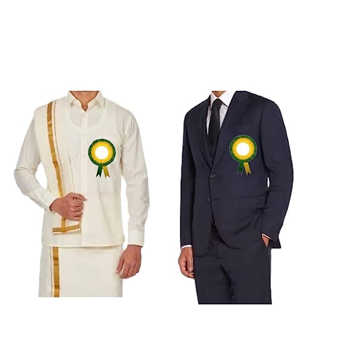 Image of NEXGEN Trends Double Line - Satin Badge for School College Event,Party, and Conference (Pack of 10) (Dark Green-Yellow)