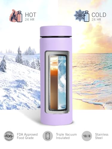 Image of NAUTICA Premium Leak-Proof Insulated Water Bottle - 1pc (Stern)| 500ml | Stainless Steel Flask with 24 Hours Temperature Retention | Ideal for Travel, Gym, Office Use Titanium Solid-Lightviolet