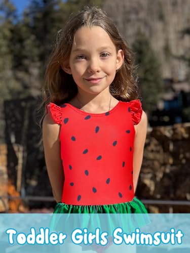 Image of Vieille Toddler Little Girls One Piece Swimsuits Ruffles Bathing Suits Mermaid Dinosaur Swimwear 2-7T