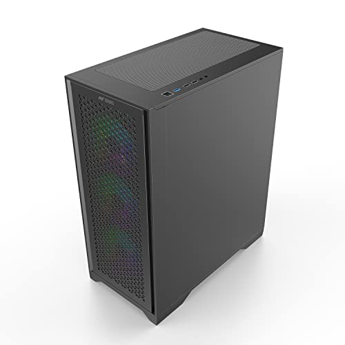 Image of Ant Esports ICE-4000 RGB Mid- Tower Computer Case /Gaming Cabinet - Black | Supports ATX, Micro-ATX, Mini-ITX | Pre-Installed 3 x 120mm ARGB Fans in Front