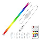 MDee Under Cabinet LED Strip Lights 5V, RGB COB LED Strips, 8W Colour Changing USB Strip Light with Remote, Dimmable, 800LM, Flexible, Ideal for TV, Cupboard, Wardrobe, Kitchen, Shelf, Closet, 1M