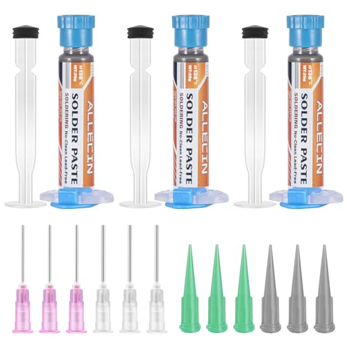 3Pcs Sn42/Bi58 20g 138℃ Lead Free Solder Paste Sn42% Bi58% No Clean Low Temp Solders Pastes for Electronics Flux for SMD/BGA/SMT/IC/LED/PCB Repair