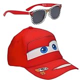 Disney Cars McQueen Sonnenbrille & Baseballkappe Kinder-Accessoire-Set | Leichter Sonnenhut und Sonnenbrille mit UV400-Sonnenschutz für Strandurlaube