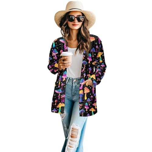 Image of Women's Open Front Cardigan Long Sleeve Loose Sweater Lightweight Soft Cardigan Jackets
