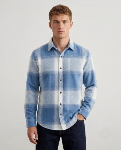 Image of DEEMOON Men's Premium Cotton Flannel Checkered Shirt | Full Sleeve Plaid Casual Button-Down Shirt | Soft Brushed Winter & Autumn Regular Fit, Office & Travel (Available in Plus Size)