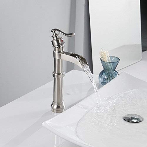 Brushed Nickel Single Handle Waterfall Vessel Sink Faucet