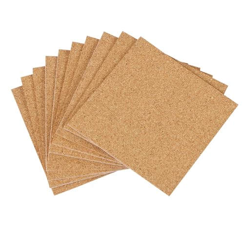 MIDELONG Self-Adhesive Cork Sheets 4x 4 for DIY Coasters Board Squares Backing Tiles Mat With Strong Adhesive-Backed Mini Wall Board Pack of 10