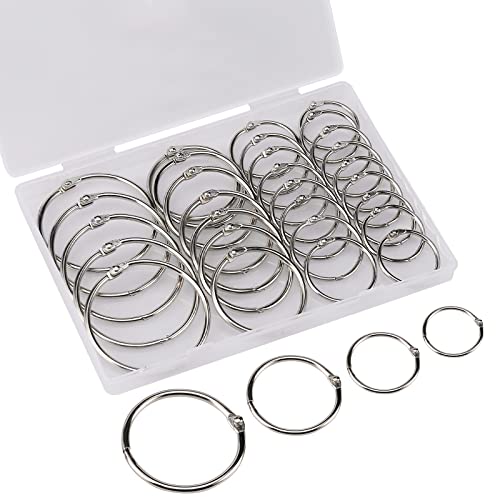 Myartool Assorted Sizes Binder Rings, 1, 1.2, 1.5, 2 Inch Nickel Plated Steel Book Rings For Index Cards, Keychain, Notebook, Reports, Loose Leaf Paper, Photo Albums #TOP6