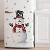 Christmas Wall Decals Removable Snowman Wall Stickers Peel and Stick Winter Xmas Wall Decor for Refrigerator Bedroom Living Room Home Party Decorations