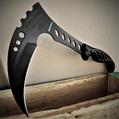 KCCEDGE BEST CUTLERY SOURCE Hunting Knife Tactical Knife Survival Knife 12" Scythe Fixed Blade Knife Full Tang Blade Camping Accessories Survival Kit Survival Gear Tactical Gear 80015 (Black) Cover