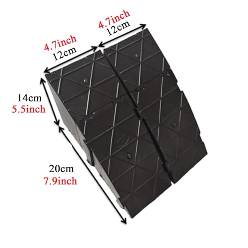 Rampa portátil para umbral de 14/16/18 cm de altura, rampas plásticas para bordillos, con sistema de acoplamiento por clic, alfombras antideslizantes para escaleras, apta para entradas y aceras (rojo, H-14 cm) miniatura 7