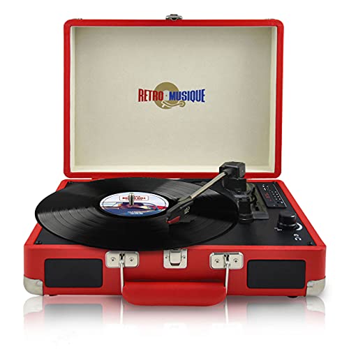 Retro Musique Lecteur de disque Bluetooth style valise avec radio FM, haut-parleurs intégrés et lecteur de carte USB… - Les Beatles, Paul McCartney, John Lennon, RIngo Starr, George Harrison Retro Musique Lecteur de disque Bluetooth style valise avec radio FM, haut-parleurs intégrés et lecteur de carte USB…