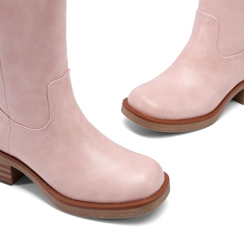 Image of DREAM PAIRS Women's Square Toe Platform Chunky Block Heel Knee High Riding Boots