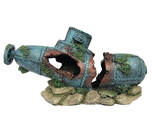 SLOCME Aquarium Submarine Ornaments Shipwreck Decorations - Resin Material Sunken Ship Decorations Eco-Friendly