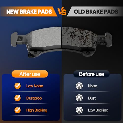 Image of Front Brake Pads,ECCPP Ceramic Brake Pad Sets For Ford For Expedition 02-06 | For Lincoln For Navigator 2002 2003 2004 2005 2006 D934-7837;4pcs;w /Hardware