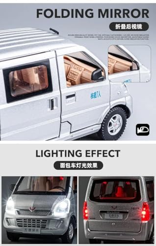 Image of 1:24 Scale Big Wuling Rongguang Van Racing Car Toy | Metal Pullback Diecast Car for Kids with Openable Doors, Sound, Light Effects Toy for Car (Color As Per Available),grey