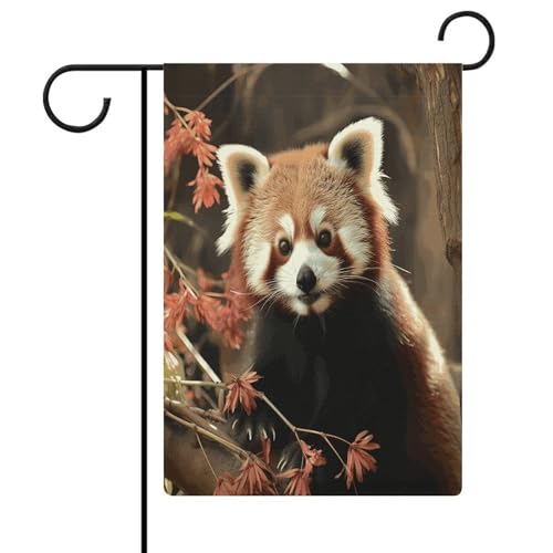 Bandera de jardín pequeña de panda rojo para decorar terrazas y patios 2