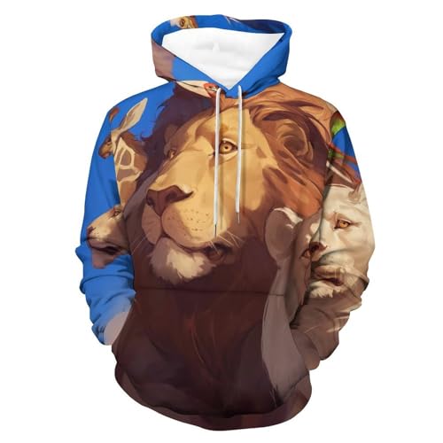 Sweat à capuche imprimé Lion Perroquet Tigre en taille S pour adulte