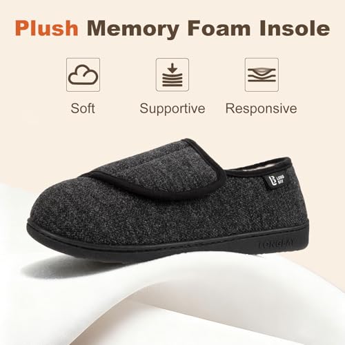 LongBay Women's Furry Memory Foam Diabetic Slippers Comfy Cozy Arthritis Edema House Shoes