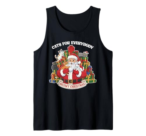 Cats For Everybody Christmas Funny Meowy Xmas Santa Camiseta sin Mangas