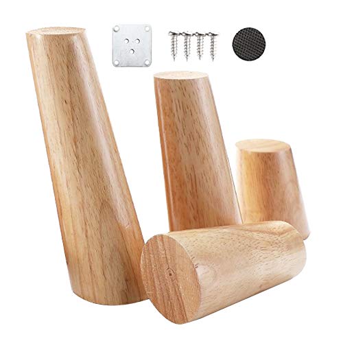 Furniture legs WYZQQ 4X Cónicas Patas De Muebles De Madera,Patas De Sofá De Madera Maciza Y Patas De Gabinete Patas De Apoyo para Pies De Repuesto De Muebles De Bricolaje, Accesorios Completos