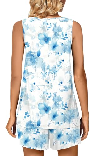 Image of POPYOUNG Pajama Set for Women Summer 2 Piece Lounge Shorts Sets Sleepwear
