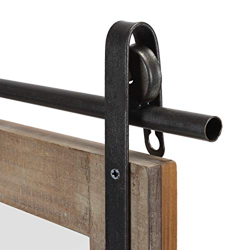 Danya B. Rustic Industrial Wood-Framed Wall Mount Barn Door Vanity Mirror With Shelf And Iron Hardware - Decorative Rectangle Rustic Bathroom Mirror #TOP3