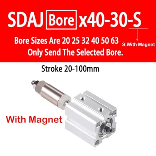 Vérin pneumatique SDAJ32 course réglable double effet 40-30mm pour automatisme - 3