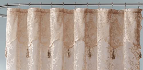Warm Home Designs LA LINEN 72" Golden Linen Lace Shower Curtain 72 X 72 thumb #2