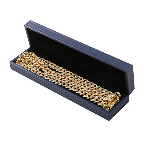 Putouzip Miami Cuban Link Chains Set For Men 12/14/20Mm 18K Gold Plated Diamond Fully Iced Out Chain Bracelet Necklace(12Mm Gold Set,24Inch) #TOP6