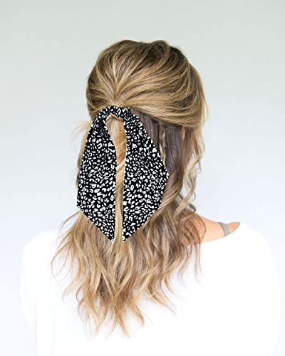 Scarf Scrunchie For Hair Black 2 In 1 Scarves Scrunchies Floral/Stripped Hair Ribbon Ties Chiffon / Silk Ponytail Holder Long Tail Bow Knotted Fashion Vintage Bandana Hair Scrunchy For Women (5Pcs) #TOP1