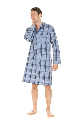 Haigman Chemise de nuit en popeline de coton teint en fil pour homme, M