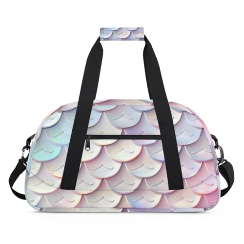 Fish Scale Purple Pink Personalized Duffel Bag Weekend Overnight Travel Bag Sports Waterproof Gym Bag Lightweight Dance Bag2