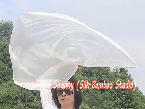 Miniatura 5 de Winged Sirenny Banderas flexibles de seda juvenil de 33 pulgadas para baile cristiano Priase, pancarta de adoración profética de iglesia (blanco)