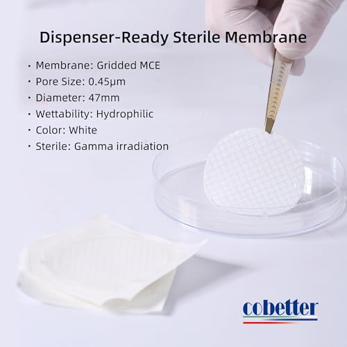Image of 100Pack MCE Gridded Membrane Filter 47mm 0.45μm Mixed Cellulose Esters Membrane Filters Individual Pack Hydrophilic Filter Paper