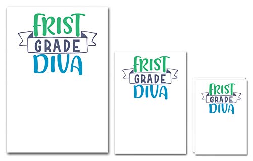 UDNAG Untearable Waterproof Stickers 155GSM 'Student Teacher | First Grade divaaa' A4 x 1pc, A5 x 1pc & A6 x 2pc