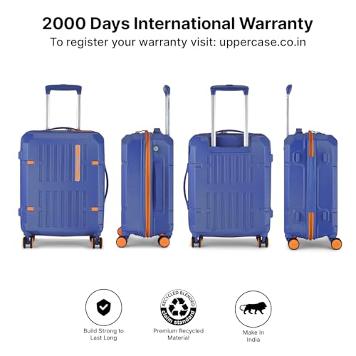 Image of uppercase Hexa Small Solid Trolley Bag with TSA Lock, Durable for Travel, RCS Certified for Sustainability, Anti-Theft Zippers and Double Wheels, Suitcase for Men & Women