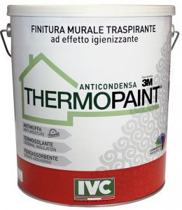 Thermopaint IVC secchio da LT 13-Pittura murale bianca anticondensa termoisolante lavabile e spazzolabile con effetto igienizzante - Colore Bianco - Aspetto opaco finitura liscia.
