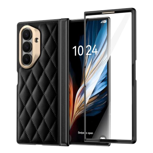 Protection Galaxy Z Fold 7 antichoc étui cuir noir style lady original