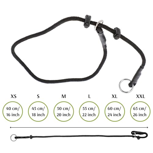 Dingo Gear Hundehalsband, handgefertigt, aus starker Schnur mit 2 Begrenzern, wasserdichtes Halsband für K9-Training, IGP, Agitation, Beißarbeit, Gehorsamkeit, Schwarz, S (S04047)