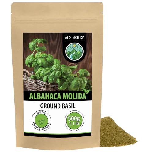 Alpi Nature Albahaca Seca 500g, Hojas de Albahaca Secas y Molidas, Condimento Italiano