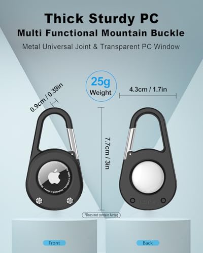SCALLOP Air-Tag-Schlüsselanhänger mit Karabiner, dicker, harter PC-Luftmark-Halter, IPX8 wasserdicht, sicheres Schloss, Universal-Rad-Schlüsselanhänger – Bild 3