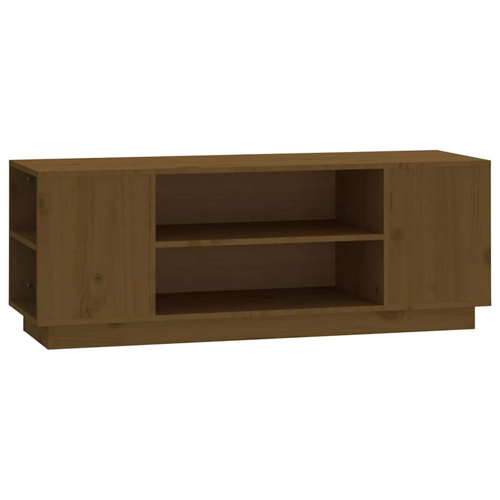 Meuble TV en pin massif marron miel 110 x 35 x 40,5 cm