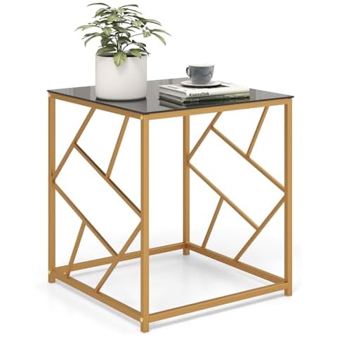 COSTWAY Gold Finish Square End Table Cover