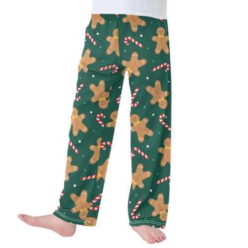 Pigsaly Boys' Pants Christmas Gingerbread Man Long Bottoms Whiter Red Candy Cane Jogger Pants Elastic Waist Trousers S2