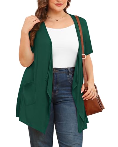 Image of Plus Size Cardigan for Women Lightweight Short Sleeve Summer Dressy Light Cardigan